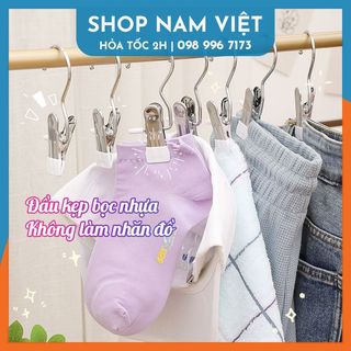Móc kẹp inox phơi đồ số 3 đầu bọc nhựa