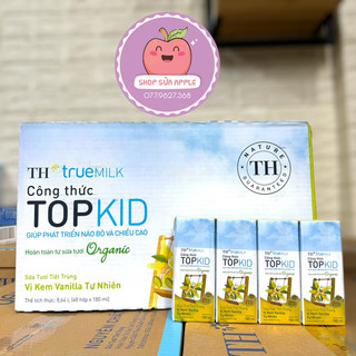Date t12/24 - thùng 48 hộp sữa th true milk topkid organic kem vani tự nhiên 180ml