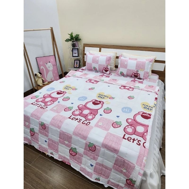 BỘ GA GỐI 1M2X2M/1M6X2M/1M8X2M MẪU GẤU DÂU _chuyengagoigiaxuong