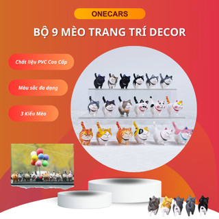 Bộ 9 Mèo Bi Đi Bộ Dễ Thương trang trí bàn làm việc, bàn học, tủ sách trang trí ô tô