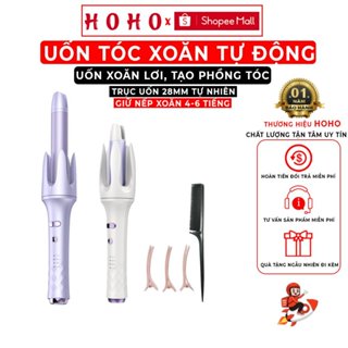  Máy uốn tóc xoăn HOHO xoay tự động PRO trục uốn 28mm chống bỏng chất liệu gốm sứ cao cấp làm đẹp chuẩn salon 
