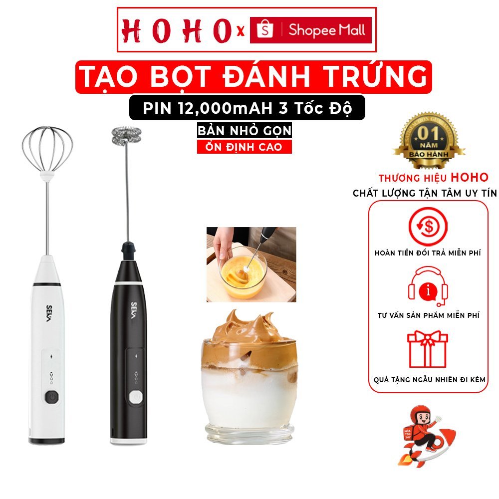 Máy đánh trứng SEKA cầm tay không dây pha chế tiện lợi tạo bọt đánh kem mịn 3 chế độ kèm sạc pin nhỏ gọn dễ dùng