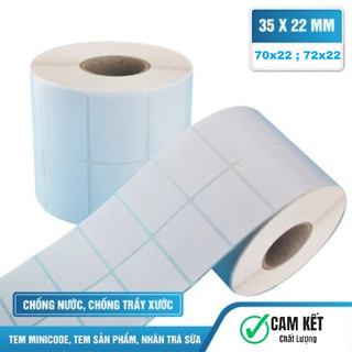 Tem Cuộn in mã vạch 72x22 tem nhiệt 74x22 khổ 2 tem kích thước 35x22 70x22 giấy nhiệt decal dán [CUỘN 1000 TEM = 12.5M]