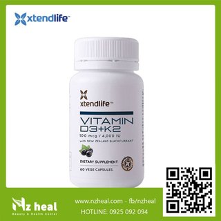 Viên uống bổ sung Vitamin D3 + K2 Xtend-Life 60 viên