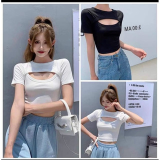 áo hở ngực sexy tay ngắn bigszie 40-120kg tôn dáng sang chảnh hack dáng
