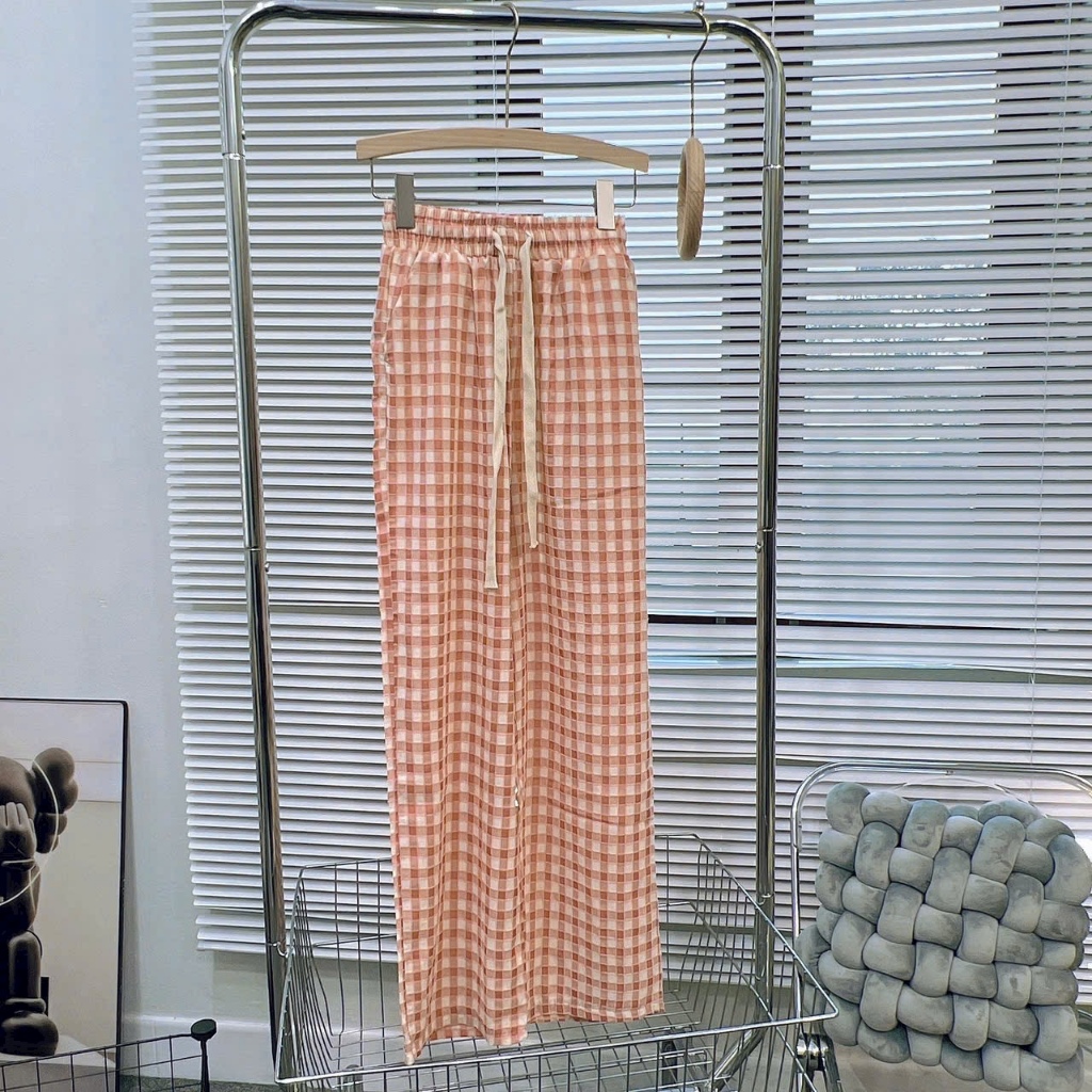 Có Bigsize Quần Ống Rộng Karo Chất Liệu Đũi Nhung Siêu Mềm Mát LINASTORE 051