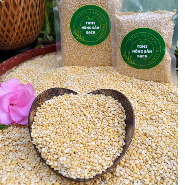 đậu xanh( đỗ xanh) không vỏ hữu cơ loại 1 khô cội không màu không mui loại sạch