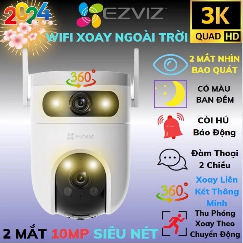 Camera WIFI Ngoài Trời 2 Mắt Xoay 360 EZVIZ H9C C8C H8C 3MP 4MP 6MP 10MP 2K 1080P Màu Ban Đêm | BigBuy360 - bigbuy360.vn