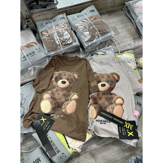 Áo thun ngực in hình gấu chữ, áo thun nữ tay ngắn form rộng VIENS STORE