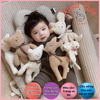 Gấu bông mini cute cho trẻ sơ sinh thú bông Organic không có lông rơi rụng an toàn cho bé iu