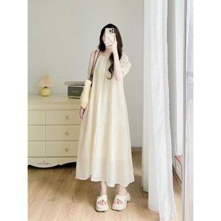Đầm Bầu Công Sở Shopdambau-MA1384 Váy bầu thiết kế mùa hè chất voan hai lớp đẹp sang chảnh