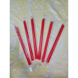 Ống hút phi 12 màu đỏ bọc màng - 500g/bịch