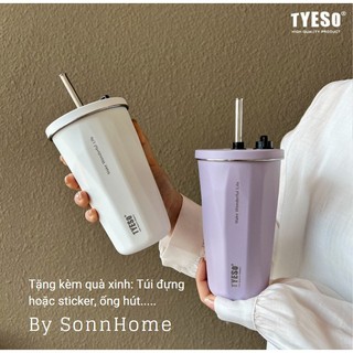 Ly giữ nhiệt Tyeso Wonder 600ml bình giữ nhiệt có ống hút inox 304, tặng Sticker, cọ rửa, túi đựng