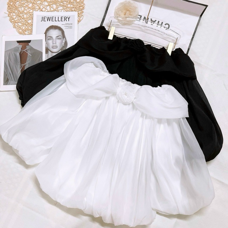 ÁO VÁY TRỄ VAI BỒNG DÁNG BABYDOLL SIÊU XINH