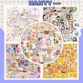 Set 100 Sticker Hoạt Hình Nhãn Dán Trang Trí Laptop, Mũ Bảo Hiểm, Phụ Kiện, Vali, Góc Học Tập