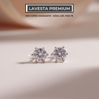 Bông tai kim cương nhân tạo Moissanite nụ 6.5 ly kiểm định GRA LAVESTA KC19 sang chảnh, hiện đại
