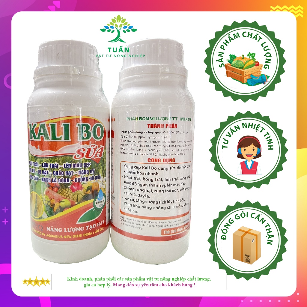 Kali Bo Sữa Đậu trái, lớn trái, đẹp màu, cứng cây, chắc hạt cho Cây ăn quả, Lúa Phân bón lá Kali Bo 