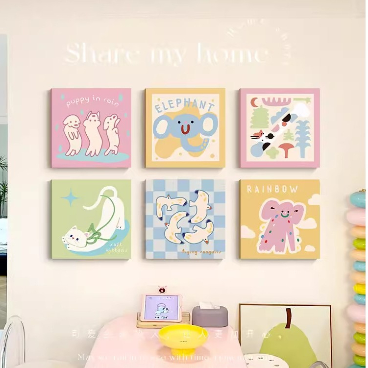 Tranh Decor Phong Cách Dễ Thương Cute - Tranh Canvas Treo Tường Decor Trang Trí Phòng Trẻ Em, Phòng 
