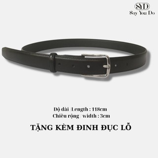 Thắt Lưng da bò RYAN bản dây 3.0cm hợp kim cao cấp, mặt da đen, tặng kèm đinh đục lỗ - SYD KT25