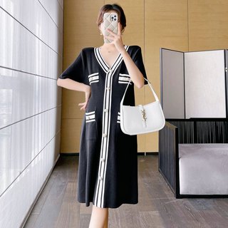 VÁY BẦU THIẾT KẾ CỔ V shopdambau-MA1344 ĐẦM BẦU DÁNG SUÔNG DÀI CHẤT MÁT