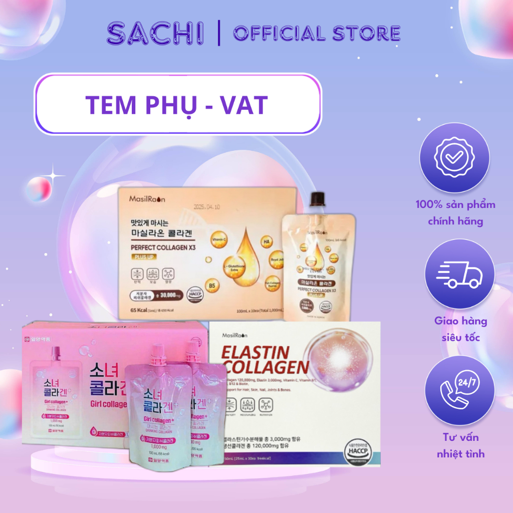 Nước Uống Bổ Sung Girl Collagen Hàn Quốc Hỗ Trợ Làm Đẹp Da, Ngăn Ngừa Lão Hóa Hộp 10 Túi x 100ml