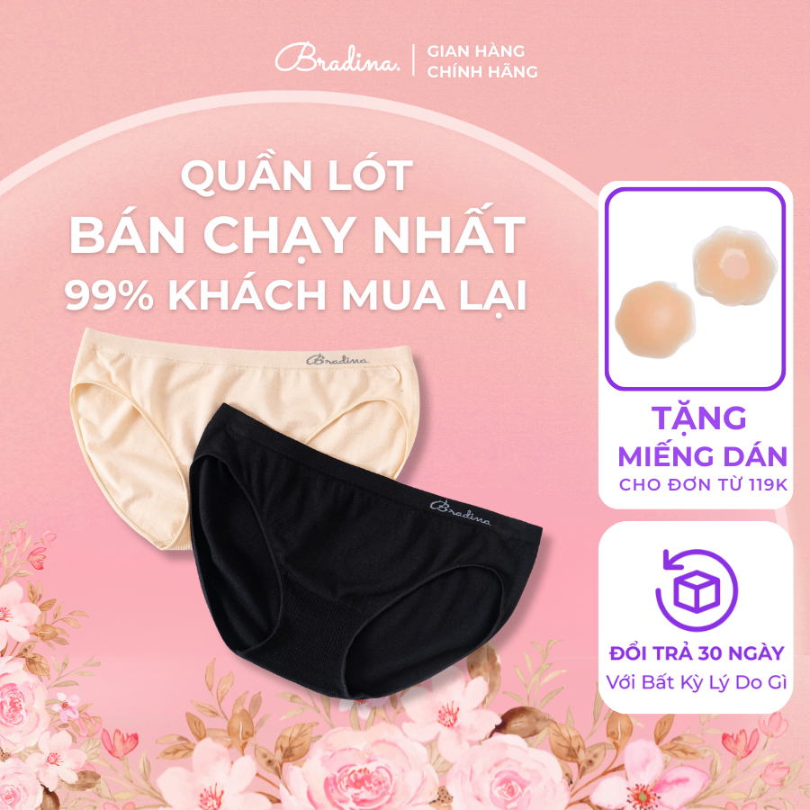 Quần lót nữ kháng khuẩn Modal Everyday Bradina chất liệu gỗ sồi, co giãn, thấm hút siêu tốt QLM1