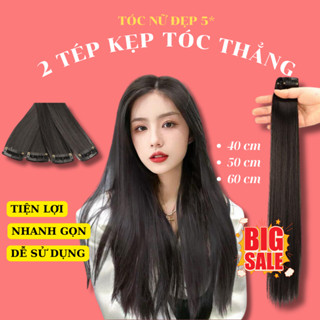  Set 2 Tép tóc kẹp phím nhỏ tóc thẳng dài 40cm 50cm 60cm KT01 Tép Tóc giả kẹp phím thẳng cực mượt mà trẻ trung Wig 