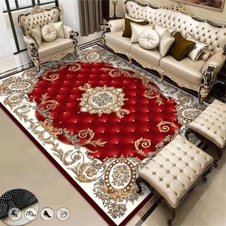 Thảm trải sàn Bali 5D, thảm trải sàn trang trí phòng khách sofa  mẫu hoàng gia đỏ mới 2mx2m3