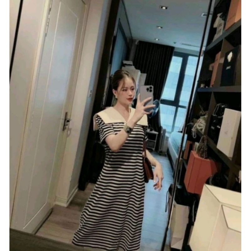 Đầm len phối nơ cổ tiểu thư bigsize