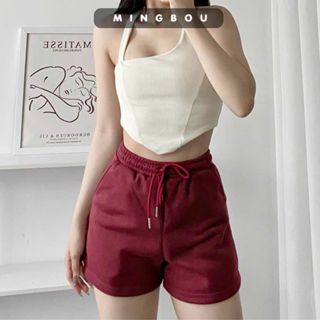 Quần short nỉ bông nữ siêu dày dặn mặc mùa đông ẢNH THẬT, Quần đùi nữ nỉ cạp chun ống rộng có túi Quần đùi nữ nỉ MINGBOU