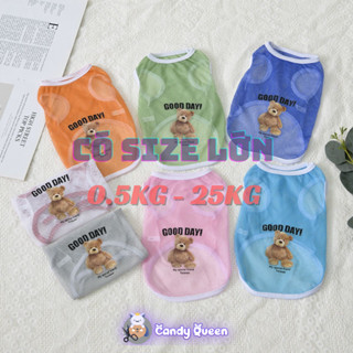  Áo Lưới Cho Chó Mèo Thú Cưng Áo Ba Lỗ Phối Lưới Thoáng Khí Họa Tiết Hoạt Hình Thời Trang Mùa Hè 