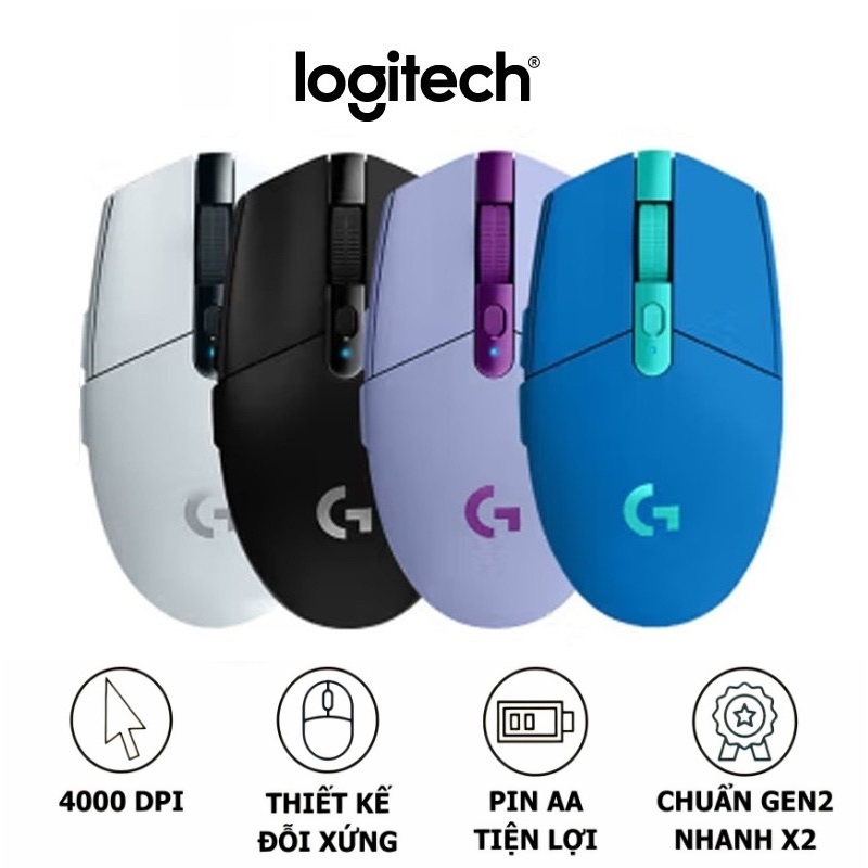 Chuột Máy Tính Gaming Không Dây Logitech G304 Wireless 6 Nút Gồm Pin, Pin 250h - CG304