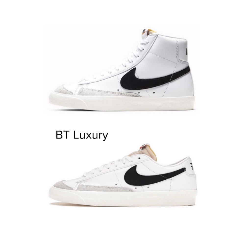 Giày Blazer Mid 77 Low Vintage White Black, Giày Sneaker Blazer Trắng Đen Cổ Thấp, Blazer Cổ Cao Full Phụ Kiện