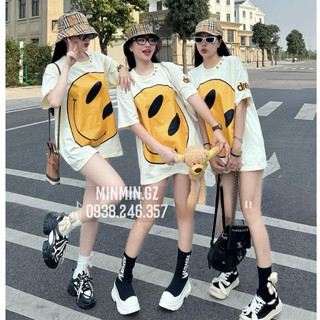 Áo Thun Quảng Châu Siêu cấp mặt cười đủ 8 màu tha hồ cho Chị em phối quần, Áo thun Cotton xịn trendy xu hướng mới nhất