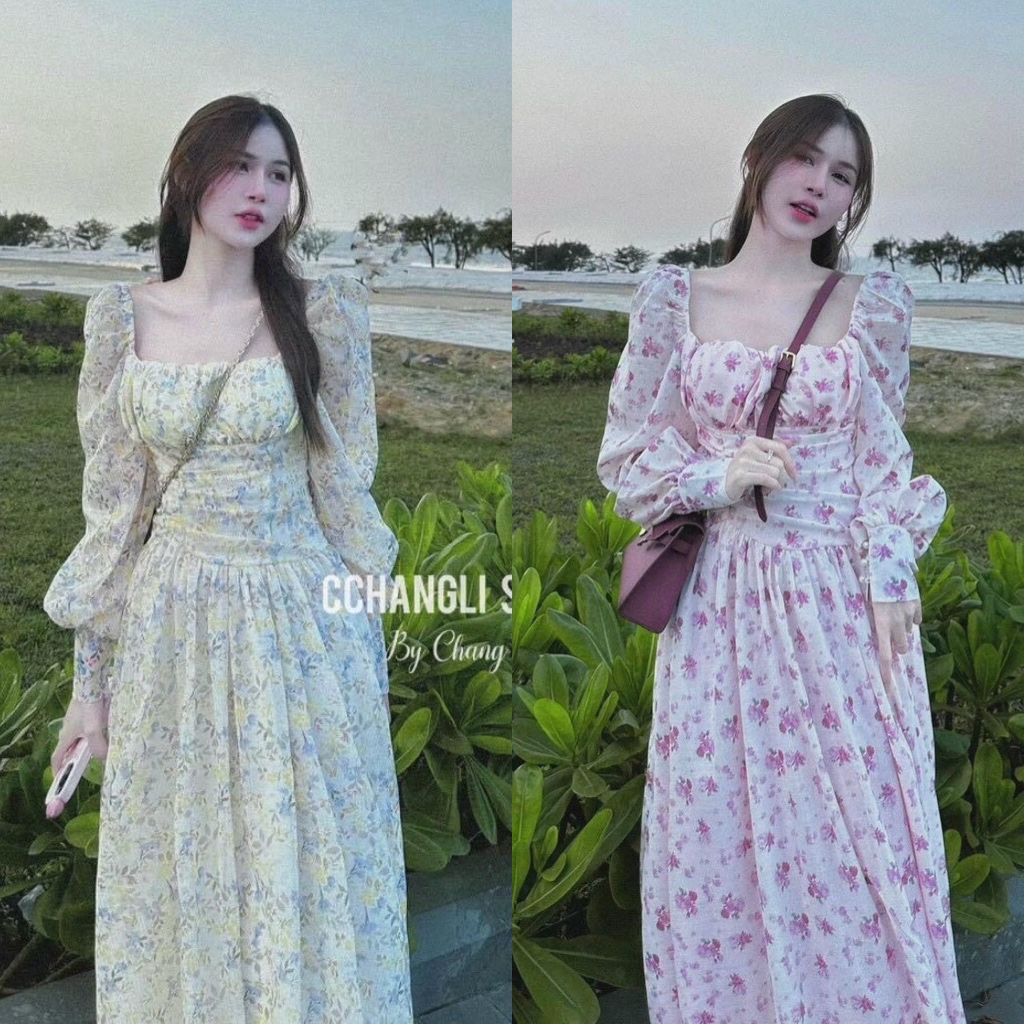 ĐẦM MAXI HOA CỔ U