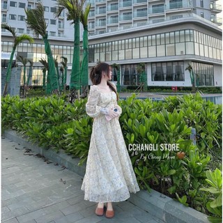 ĐẦM MAXI HOA CỔ U
