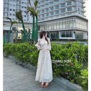 ĐẦM MAXI HOA CỔ U