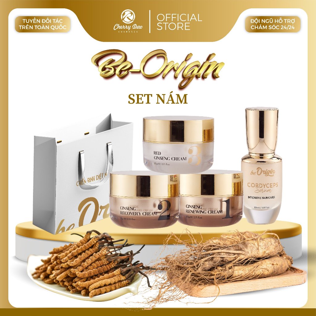 Combo Nám Hồng Sâm 6 tuổi Beorigin Cherry Đào 4 Hộp