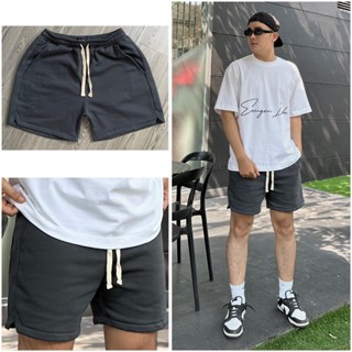 Quần short đùi nam nữ thun nỉ bông cotton trơn basic EWIGEN màu XÁM GHI , thể thao , đứng form , gọn gàng thoáng mát