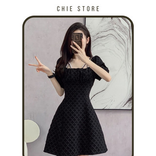 Đầm thiết kế Gemma dress Váy đen vải xốp hai lớp CHIE