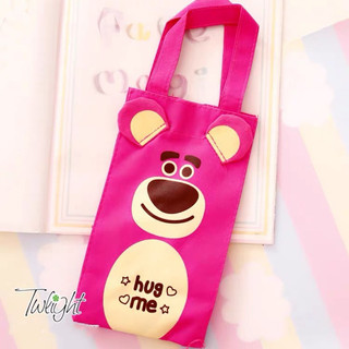 Túi vải mini đựng bình nước giữ nhiệt gấu dâu Lotso dễ thương cốc trà sữa bảo vệ môi trường