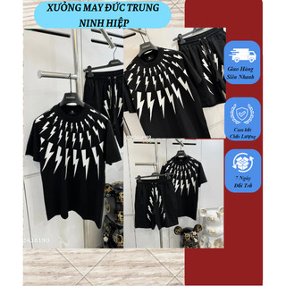Bộ quần áo thun nam co dãn 4 chiều họa tiết tia sét hot - bộ quần áo thun nam co dãn 4 chiều họa tiết tia sét hot