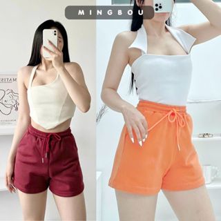 Quần short nỉ bông nữ siêu dày dặn mặc mùa đông ẢNH THẬT, Quần đùi nữ nỉ cạp chun ống rộng có túi, Quần đùi nữ MINGBOU