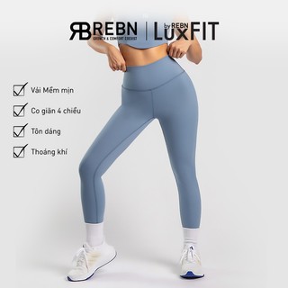 Quần leggings thể thao tập gym yoga lưng cao REBN vải LuxFit cao cấp - High Rise Leggings Steel Blue LuxFit