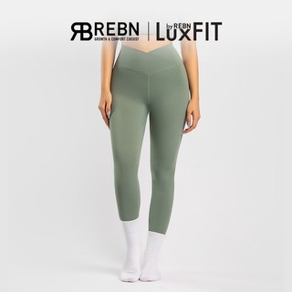 Quần leggings eo chữ V thể thao tập gym yoga lưng cao REBN  vải LuxFit cao cấp - Reborn Contour Leggings Lily Pad