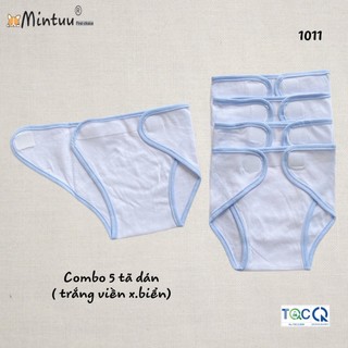 Combo 5 tã dán sơ sinh trắng, tã quần thương hiệu MINTUU, chất liệu vải 100% cotton - 1011