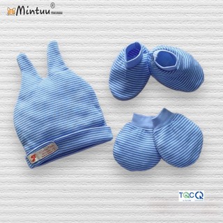 Set Mũ sơ sinh tai sóc - tay chân bo sọc, thương hiệu MINTUU - 9036