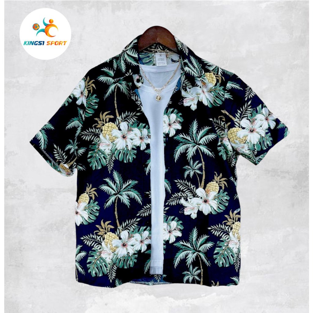 Áo sơ mi hoa quả đi biển hè nhóm hawaii đồ đôi nam nữ chụp kỷ yếu - Kings1 Sport