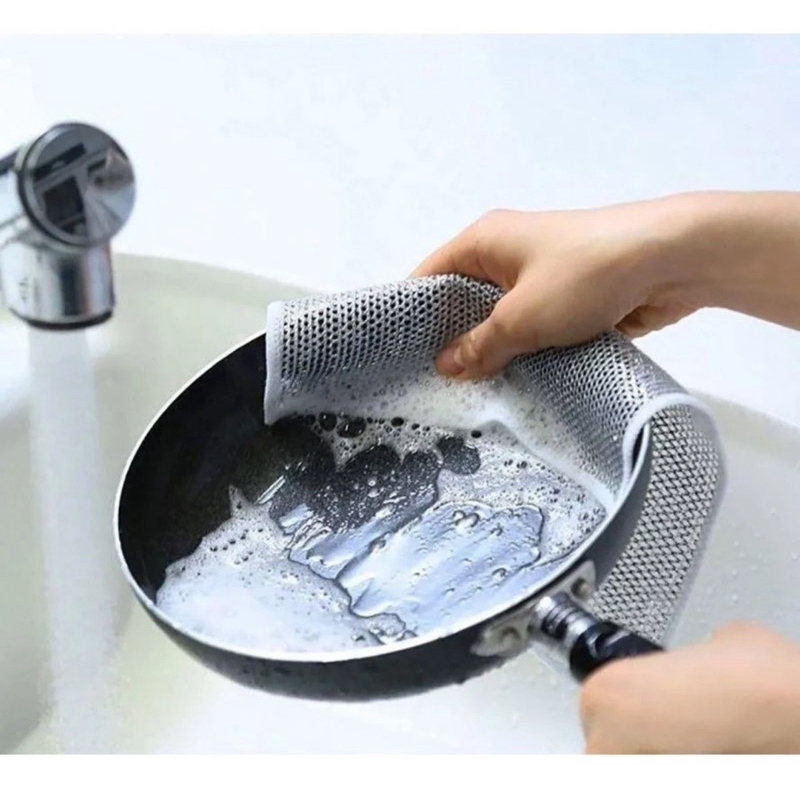Khăn lau bếp dây kim loại, cọ rửa xong nồi, miếng cọ rửa đa năng không mài mòn
