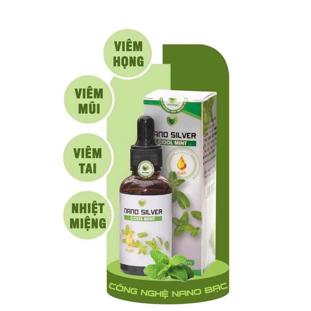 <lọ 30ml> NANO SILVER COOLMINT TÁO XANH VIỆT NAM, DÙNG CHO TAI MŨI HỌNG, keo bạc nano silver